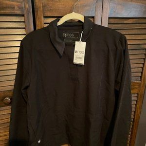 Black Figs Igava Long sleeve polo scrub top